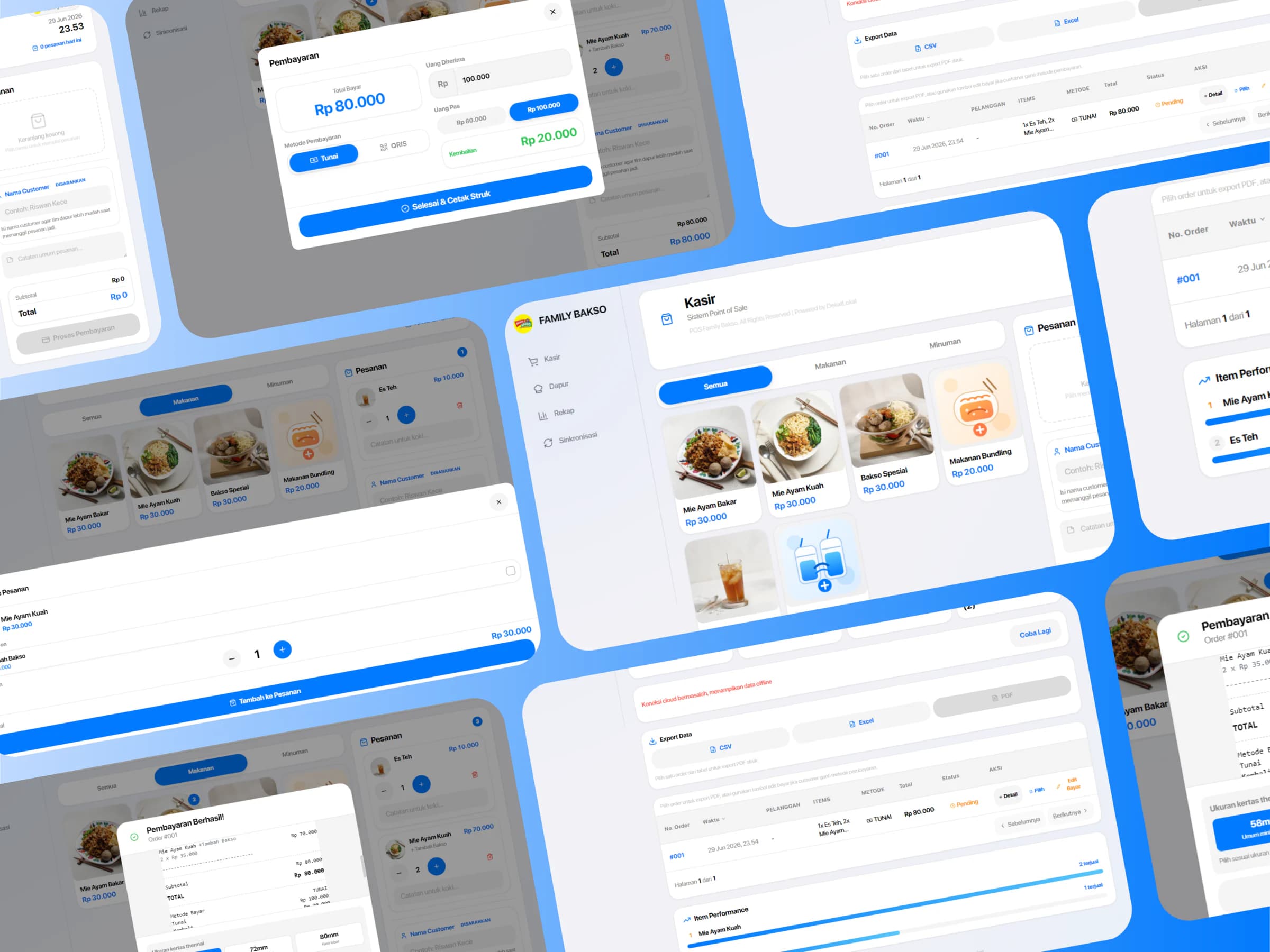 Offline-ready POS cashier and kitchen order system preview